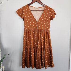 See You Monday Rust Floral Mini Dress